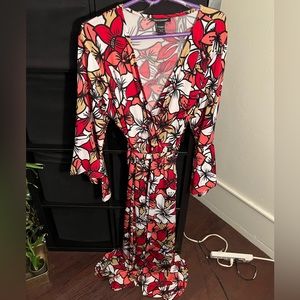 Floral One Piece Jumpsuit with Train